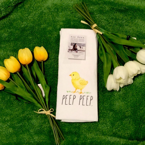 🐥Rae Dunn PEEP PEEP Kitchen Towels Set 2 Chick🐣